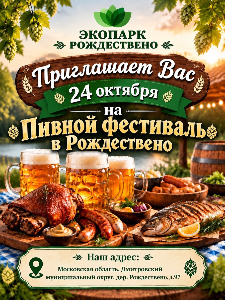 Афиша пивного фестиваля в Экопарке «Рождествено» 24 октября 2026